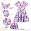 imageWonderBabe Girls Dresses Toddler Dinosaur Summer Sundress Kids Short Sleeve School Casual A Line Twirly Skater DressesAcat