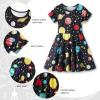 imageWonderBabe Girls Dresses Toddler Dinosaur Summer Sundress Kids Short Sleeve School Casual A Line Twirly Skater DressesAgalaxy