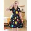 imageWonderBabe Girls Dresses Toddler Dinosaur Summer Sundress Kids Short Sleeve School Casual A Line Twirly Skater DressesAgalaxy
