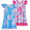 imageWonderBabe 2Pcs Girls Nightgowns Unicorn Pajamas Toddler Nightgown Sleepwear Flutter Short Sleeves Night Gowns for KidsAmermaid