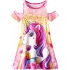 imageWonderBabe Girls Dresses Clothes Kids Short Sleeve Cold Shoulder School Twirly Skater Dress Summer Casual Mermaid SundressCunicorn
