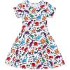 imageWonderBabe Girls Dresses Toddler Dinosaur Summer Sundress Kids Short Sleeve School Casual A Line Twirly Skater DressesAdinosaur
