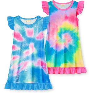 imageWonderBabe 2Pcs Girls Nightgowns Unicorn Pajamas Toddler Nightgown Sleepwear Flutter Short Sleeves Night Gowns for KidsAtiedye