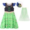 imageWonderBabe Princess Dress With Cape Girls Christmas Birthday Party Cosplay Costume Toddler Ruffle Sleeve Fancy Outfit GiftDark Green