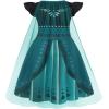 imageWonderBabe Princess Dress With Cape Girls Christmas Birthday Party Cosplay Costume Toddler Ruffle Sleeve Fancy Outfit GiftGreen