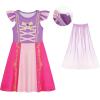 imageWonderBabe Princess Dress With Cape Girls Christmas Birthday Party Cosplay Costume Toddler Ruffle Sleeve Fancy Outfit GiftPurple