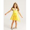 imageWonderBabe Princess Dress With Cape Girls Christmas Birthday Party Cosplay Costume Toddler Ruffle Sleeve Fancy Outfit GiftYellow