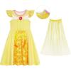 imageWonderBabe Princess Dress With Cape Girls Christmas Birthday Party Cosplay Costume Toddler Ruffle Sleeve Fancy Outfit GiftYellow
