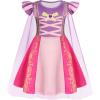 imageWonderBabe Princess Dress With Cape Girls Christmas Birthday Party Cosplay Costume Toddler Ruffle Sleeve Fancy Outfit GiftPurple