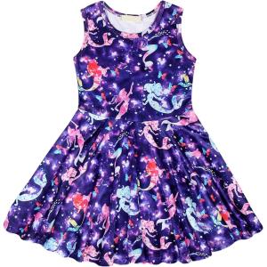 imageWonderBabe Girls Dresses Kids Casual Mermaid Sundress A Line Twirly Skater Dress Toddler Girl Summer Clothes