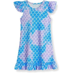 imageWonderBabe Girls Nightgowns Unicorn Pajamas for girl Mermaid Sleepwear Toddler Nightgown Night Sleep Dress ClothesAmermaid
