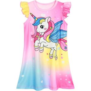 imageWonderBabe Girls Nightgowns Unicorn Pajamas for girl Mermaid Sleepwear Toddler Nightgown Night Sleep Dress ClothesAunicorn