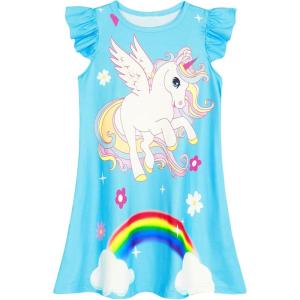 imageWonderBabe Girls Nightgowns Unicorn Pajamas for girl Mermaid Sleepwear Toddler Nightgown Night Sleep Dress ClothesBunicorn