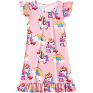 imageWonderBabe Girls Nightgowns Unicorn Pajamas for girl Mermaid Sleepwear Toddler Nightgown Night Sleep Dress ClothesCunicorn