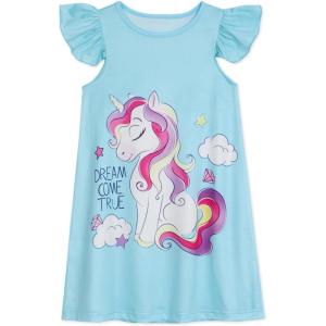 imageWonderBabe Girls Nightgowns Unicorn Pajamas for girl Mermaid Sleepwear Toddler Nightgown Night Sleep Dress ClothesKunicorn