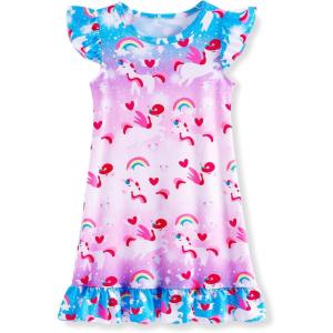 imageWonderBabe Girls Nightgowns Unicorn Pajamas for girl Mermaid Sleepwear Toddler Nightgown Night Sleep Dress ClothesNunicorn