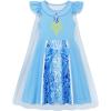imageWonderBabe Girls Princess Costumes Princess Dresses Fancy Dress Up Outfits with Cape Birthday Party Christmas CosplayBlue