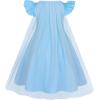 imageWonderBabe Girls Princess Costumes Princess Dresses Fancy Dress Up Outfits with Cape Birthday Party Christmas CosplayBlue