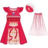 imageWonderBabe Girls Princess Costumes Princess Dresses Fancy Dress Up Outfits with Cape Birthday Party Christmas CosplayBright Red