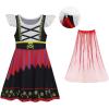 imageWonderBabe Girls Princess Costumes Princess Dresses Fancy Dress Up Outfits with Cape Birthday Party Christmas CosplayDark Red