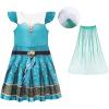 imageWonderBabe Girls Princess Costumes Princess Dresses Fancy Dress Up Outfits with Cape Birthday Party Christmas CosplayGreen