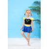 imageWonderBabe Girls Princess Two Piece Swimsuit Kids Bathing Suits Ruffles Fancy Swimwear Surf Beach Summer Swimming Tankini SetBlack