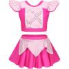 imageWonderBabe Girls Princess Two Piece Swimsuit Kids Bathing Suits Ruffles Fancy Swimwear Surf Beach Summer Swimming Tankini SetPink