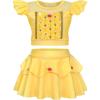 imageWonderBabe Girls Princess Two Piece Swimsuit Kids Bathing Suits Ruffles Fancy Swimwear Surf Beach Summer Swimming Tankini SetYellow