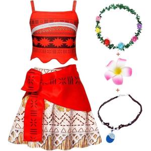 imageWonderBabe Girls Princess Costume Toddler Kids Theme Birthday Outfits Halloween Dress up TwoPieces Crop Top Tassel Skirt SetRed