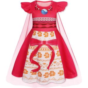 imageWonderBabe Girls Princess Costumes Princess Dresses Fancy Dress Up Outfits with Cape Birthday Party Christmas CosplayBright Red