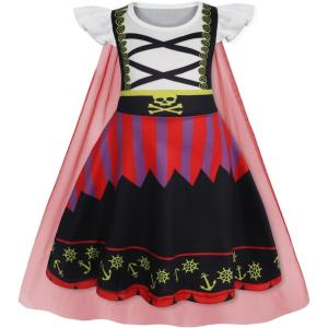 imageWonderBabe Girls Princess Costumes Princess Dresses Fancy Dress Up Outfits with Cape Birthday Party Christmas CosplayDark Red
