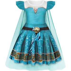 imageWonderBabe Girls Princess Costumes Princess Dresses Fancy Dress Up Outfits with Cape Birthday Party Christmas CosplayGreen