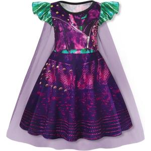 imageWonderBabe Girls Princess Costumes Princess Dresses Fancy Dress Up Outfits with Cape Birthday Party Christmas CosplayPurple