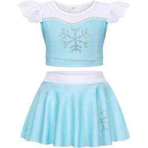 imageWonderBabe Girls Princess Two Piece Swimsuit Kids Bathing Suits Ruffles Fancy Swimwear Surf Beach Summer Swimming Tankini SetBlue