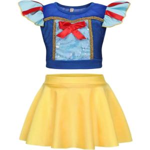 imageWonderBabe Girls Princess Two Piece Swimsuit Kids Bathing Suits Ruffles Fancy Swimwear Surf Beach Summer Swimming Tankini SetNavy