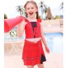 imageWonderBabe Descendants Bathing Suit for Girls Princess Two Piece Ruffle Swimsuit Kids Bikini Set Swimwear Dress UpRed