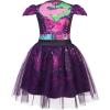 imageWonderBabe Girls Descendants Costumes Birthday Party Dress Mal Popular Musical Cosplay Halloween Outfits with WigPurplewig