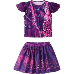 imageWonderBabe Descendants Bathing Suit for Girls Princess Two Piece Ruffle Swimsuit Kids Bikini Set Swimwear Dress UpApurple