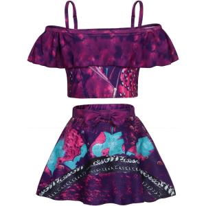 imageWonderBabe Descendants Bathing Suit for Girls Princess Two Piece Ruffle Swimsuit Kids Bikini Set Swimwear Dress UpMal