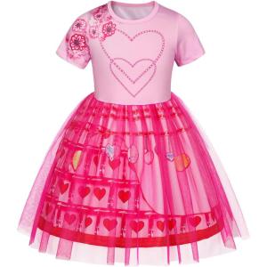 imageWonderBabe Girls Red Costume from Descendants 4 Kids Bridget Pink Dress Princess Christmas Gift Birthday Party Dress UpPink