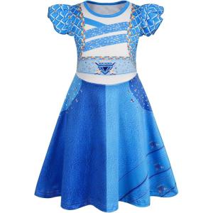 imageWonderBabe Girls Red Descendants Costume Kids Bridget Pink Dress Princess Chloe Christmas Gift Birthday Party Cosplay OutfitsBlue