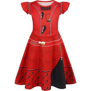 imageWonderBabe Girls Red Descendants Costume Kids Bridget Pink Dress Princess Chloe Christmas Gift Birthday Party Cosplay OutfitsRed
