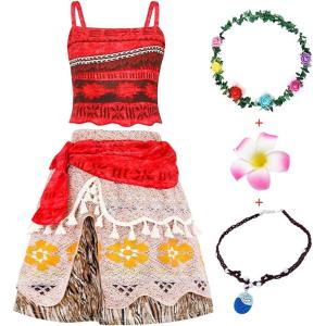 imageWonderBabe Little Girls Adventure Costumes Skirt Set Princess Dress Up Hallowee Outfit Kids Fancy Birthday Party DressRed