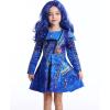 imageWonderBabe Evie Costume Girls Zipper Jacket Long Sleeve Dress Kids Halloween Costume Party Cosplay OutfitBluewig