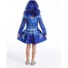imageWonderBabe Evie Costume Girls Zipper Jacket Long Sleeve Dress Kids Halloween Costume Party Cosplay OutfitBluewig