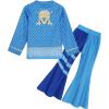 imageWonderBabe Girls Chloe Descendants Costume 2 Piece Long Sleeve Outfits Princess Movie Halloween Birthday Party Dress Up Clothes with bule wig size 78