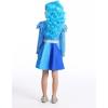 imageWonderBabe Girls Rise Red Costume with Wig Kids Zipper Jacket Long Sleeve Dress Rise Red Princess Halloween Dress up OutfitLight Blue