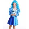 imageWonderBabe Girls Rise Red Costume with Wig Kids Zipper Jacket Long Sleeve Dress Rise Red Princess Halloween Dress up OutfitLight Blue