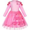 imageWonderBabe Girls Rise Red Costumes Kids Bridget Descendants Long Sleeve Dress Halloween Birthday Party Outfits with WigPink