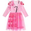 imageWonderBabe Girls Rise Red Costumes Kids Bridget Descendants Long Sleeve Dress Halloween Birthday Party Outfits with WigPink